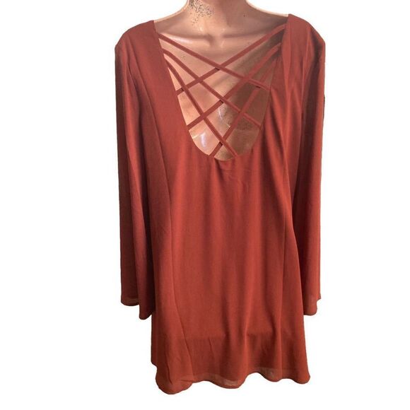 LOVE RICHE Orange Dress Size Medium Long Sleeve - Picture 6 of 10